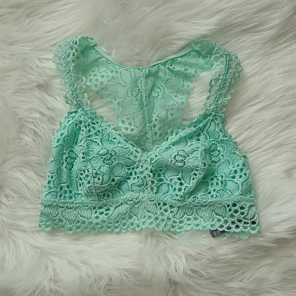 aerie Lace Bralette Mint Green Medium